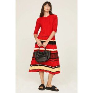 Proenza Schouler Striped Ribbed Midi Dress Size L Designer Women